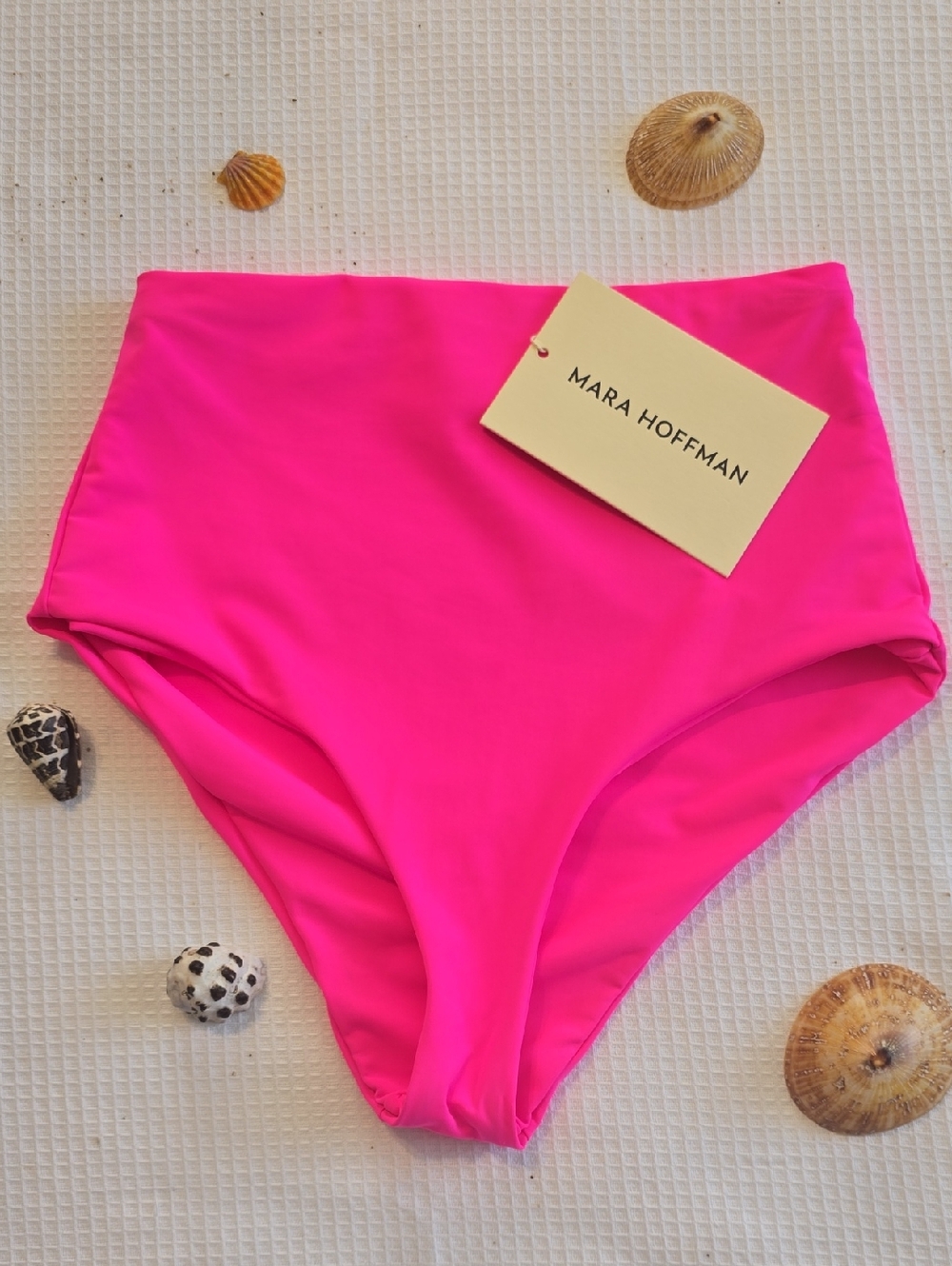 Mara Hoffman Neon Pink High-Rise Bikini Bottom